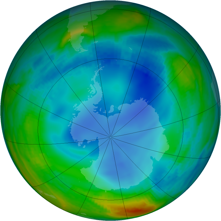 Antarctic ozone map for 17 July 2000